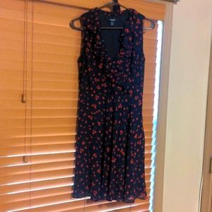 Cute Dark Blue w/red cherry print Summer Dress by Chaps Size 4